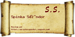 Spinka Sándor névjegykártya